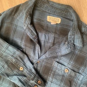 DULUTH Men’s Size 2XL‎ Blue Plaid   Slim Fit Flannel Button Up Shirt Long Sleeve